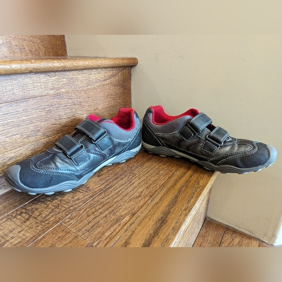 GEOX respira Velcro leather runners gray & red  US size 7 EU 41 - Picture 5 of 14